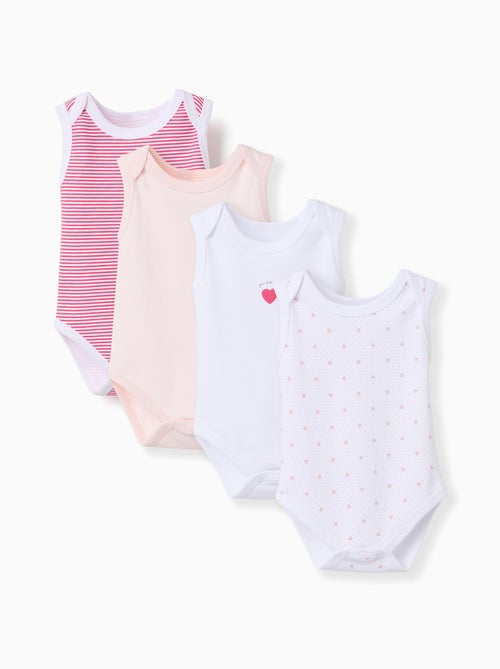 4 Bodies sin mangas de algodón con estampados - Kiabi