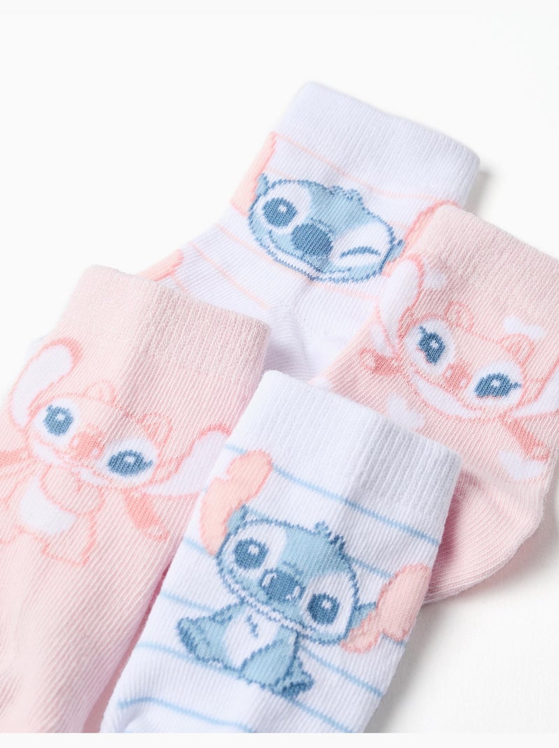 4 calcetines con Stitch y Angel Rosa/Blanco - Kiabi