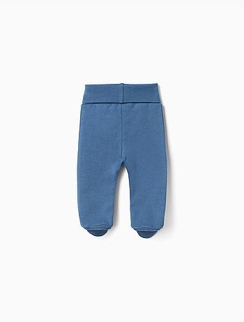 4 pantalones con pies de algodón lisos/estampados