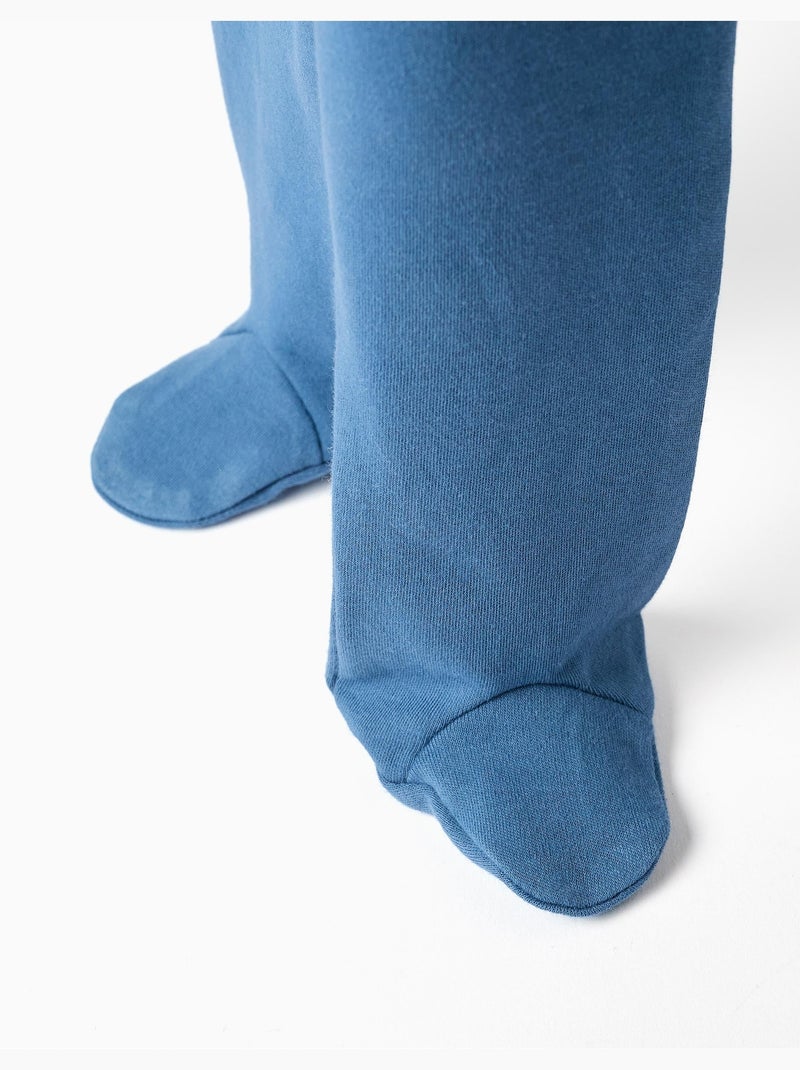 4 pantalones con pies de algodón lisos/estampados Blanco Azul - Kiabi