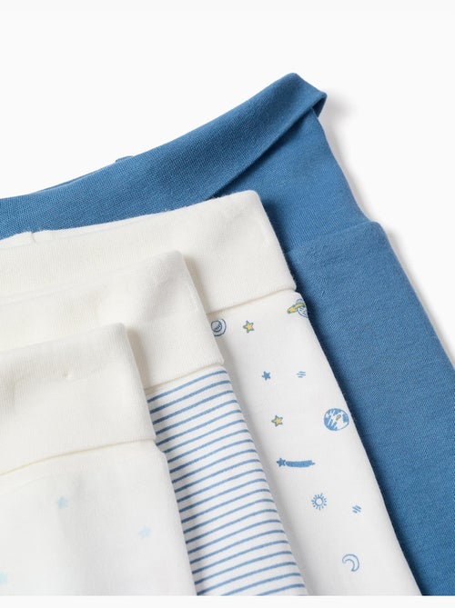4 pantalones con pies de algodón lisos/estampados - Kiabi 4 pantalones con pies de algodón lisos/estampados - Kiabi