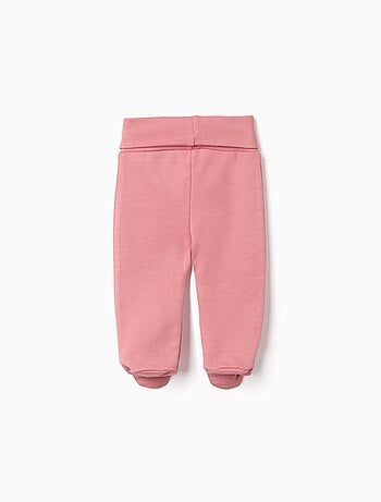 4 pantalones con pies de algodón lisos/estampados