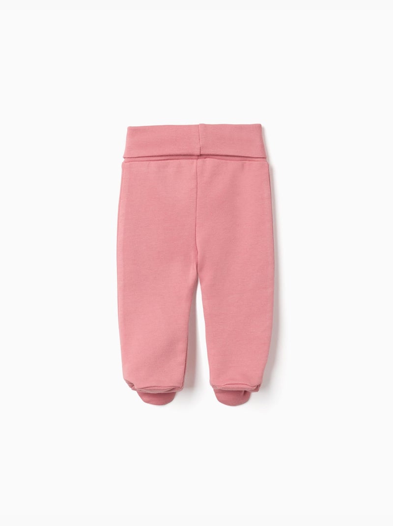 4 pantalones con pies de algodón lisos/estampados Blanco Rosa - Kiabi