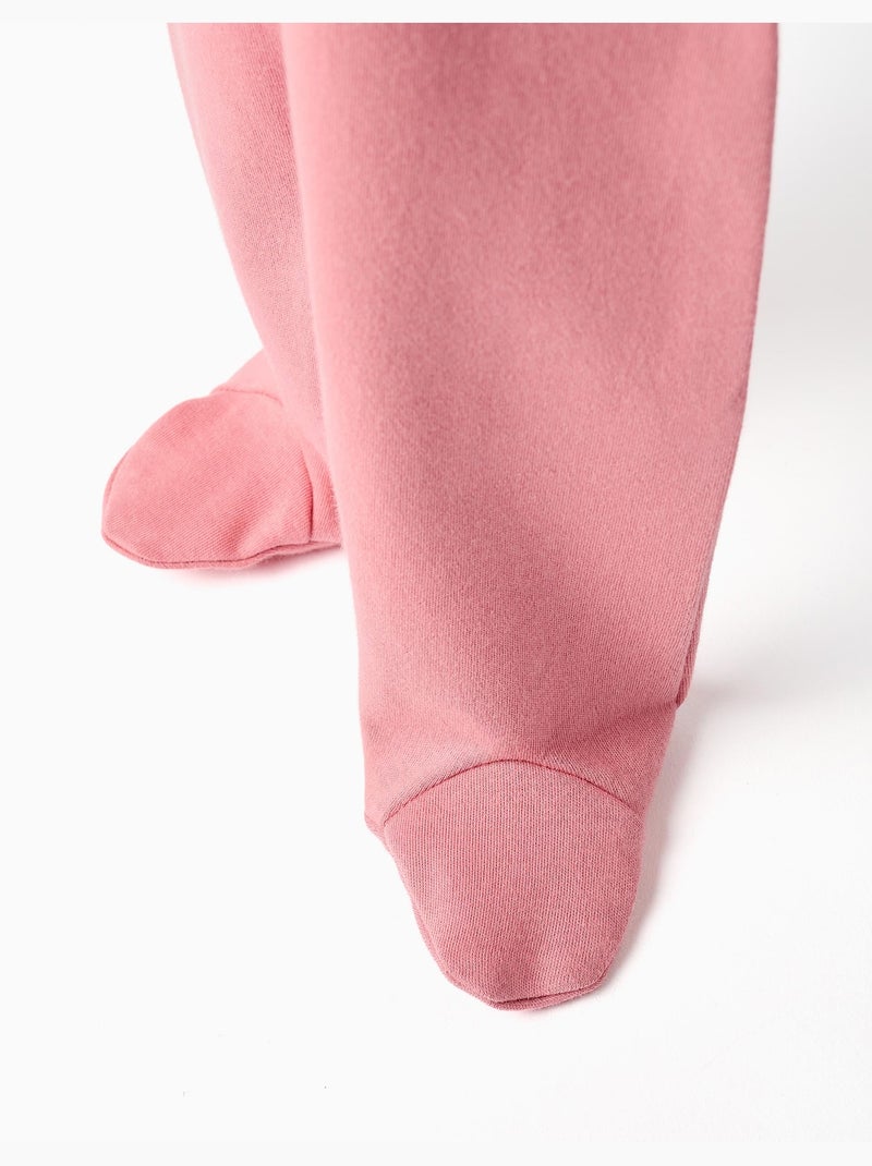 4 pantalones con pies de algodón lisos/estampados Blanco Rosa - Kiabi