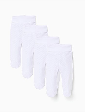 4 pantalones con pies en algodón perchado