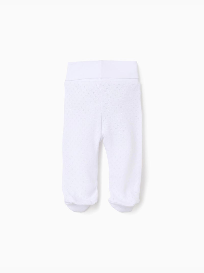 4 pantalones con pies en algodón perchado Blanco - Kiabi