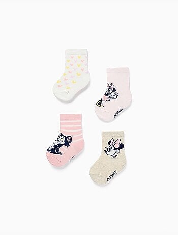 4 pares de calcetines con estampados de Minnie y Figaro