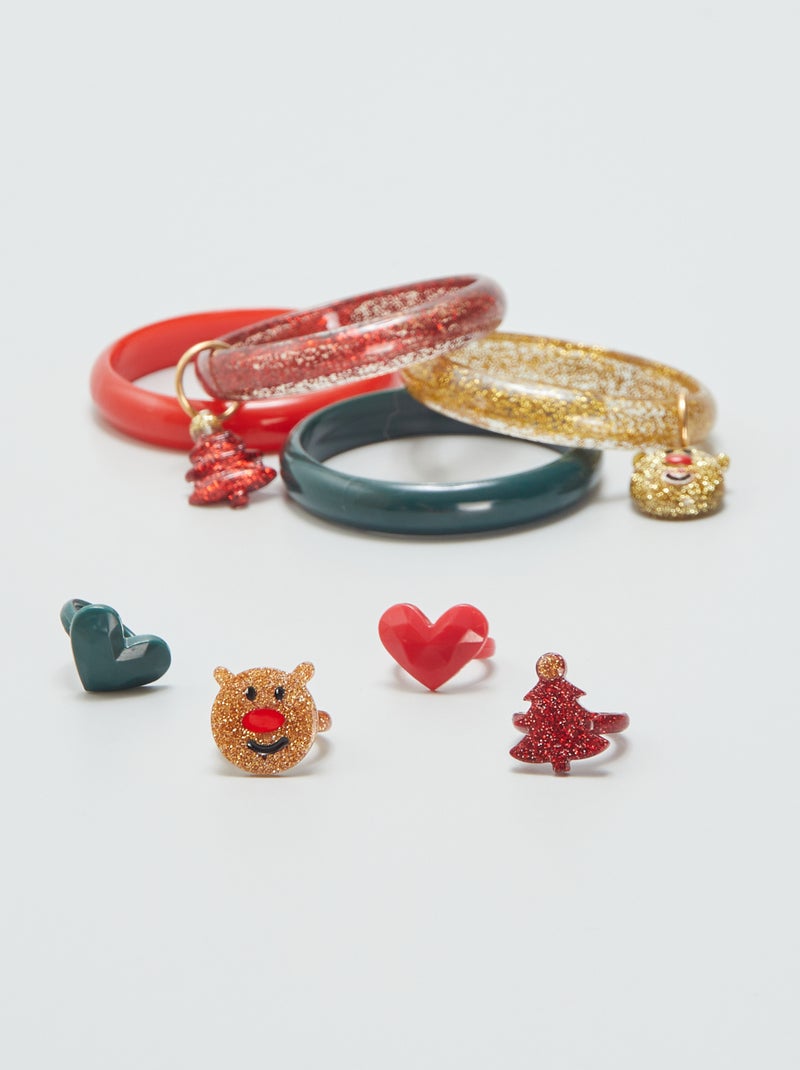 4 pulseras + 4 anillos ROJO - Kiabi