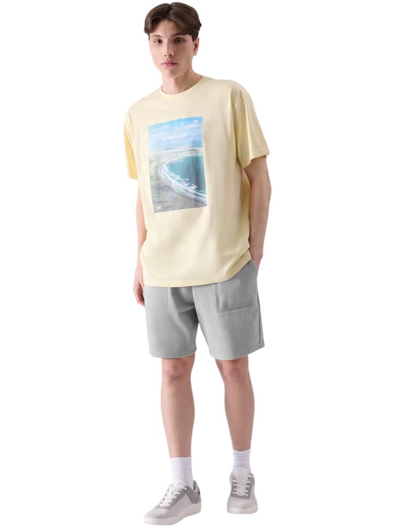 4F - Camiseta Impreso para Hombre Beige - Kiabi