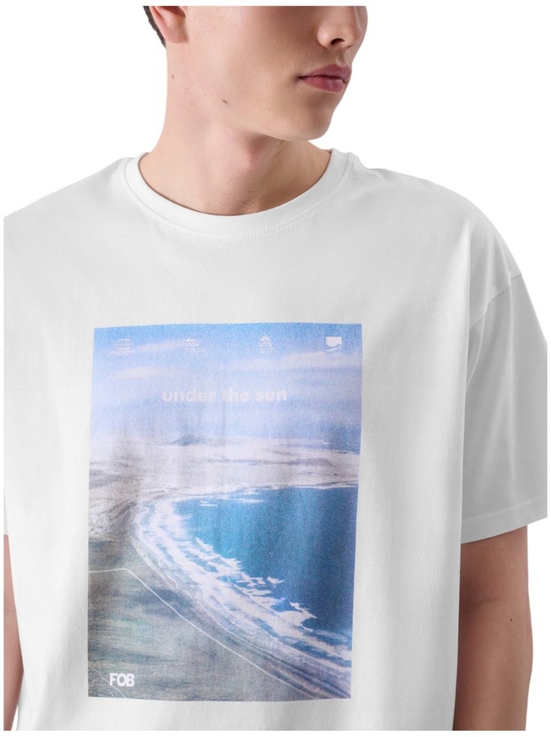 4F - Camiseta Impreso para Hombre Blanco - Kiabi