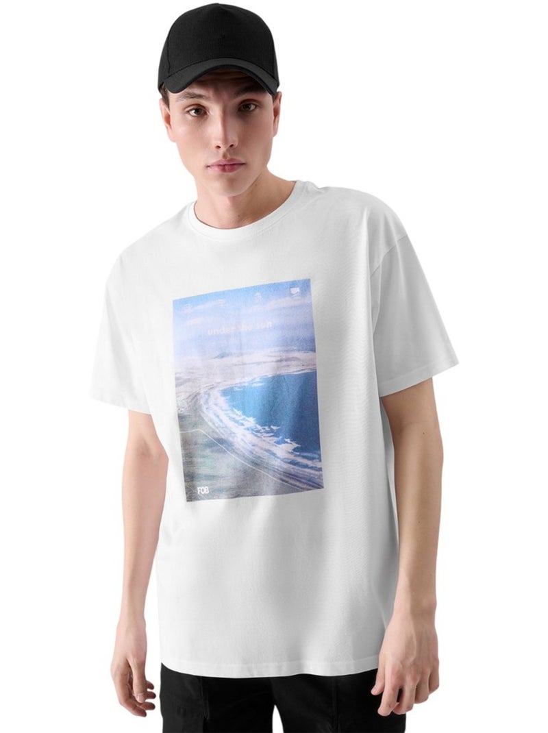 4F - Camiseta Impreso para Hombre Blanco - Kiabi