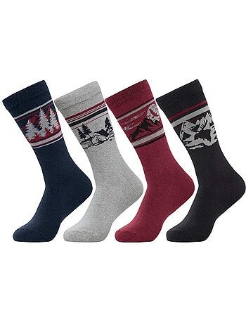 4x calcetines de fantasía con motivo jacquard