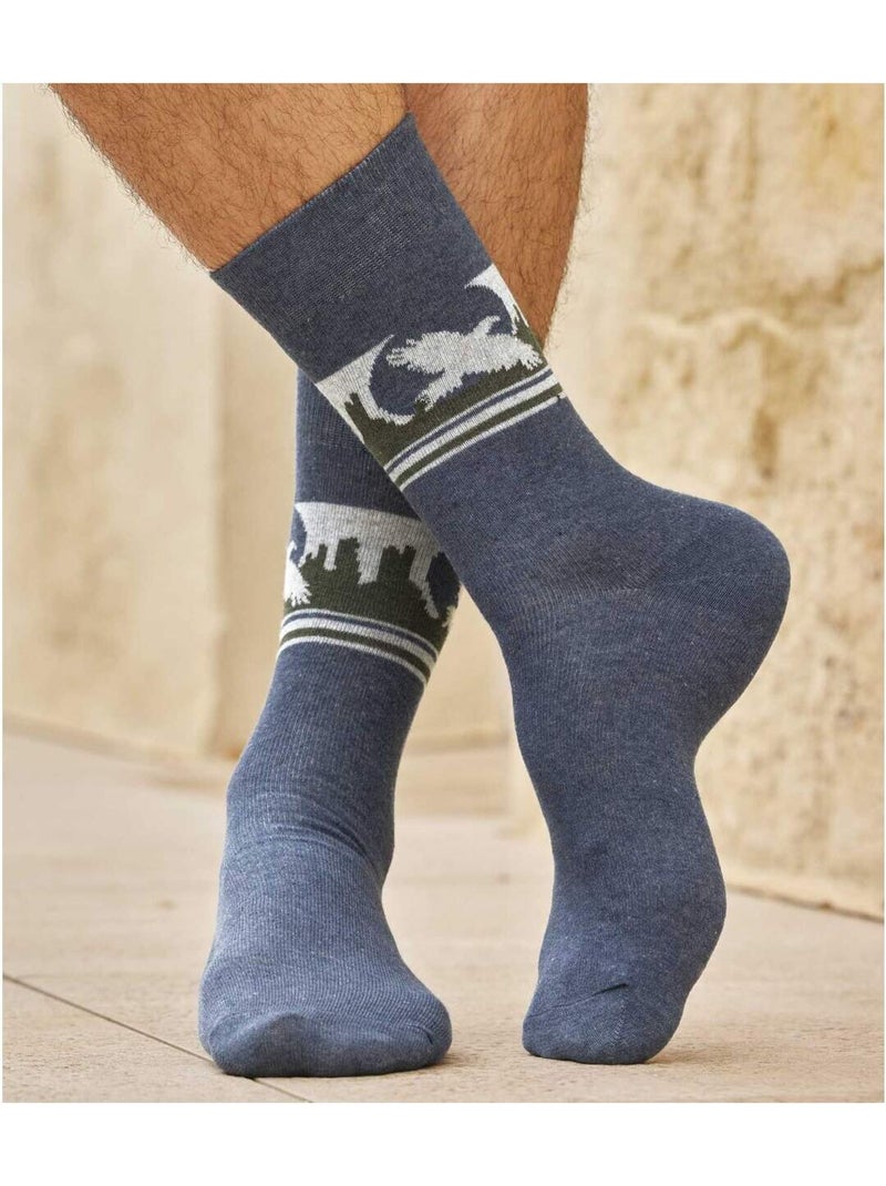 4x calcetines de fantasía con motivo jacquard Azul gris - Kiabi