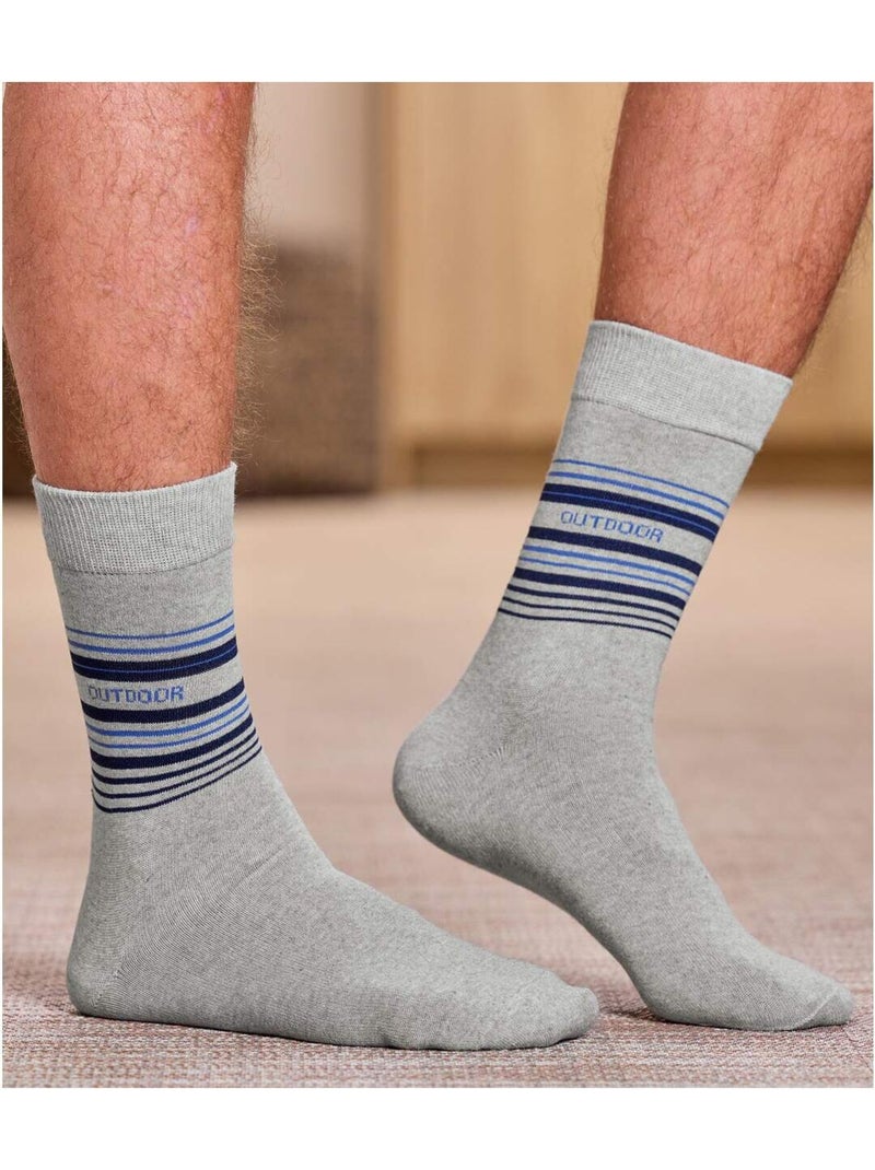 4x calcetines de jacquard de media caña con borde de canalé Azul gris - Kiabi