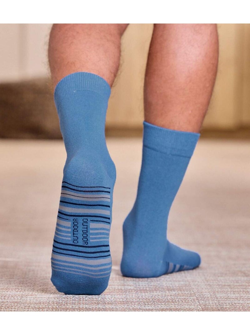 4x calcetines de jacquard de media caña con borde de canalé Azul gris - Kiabi