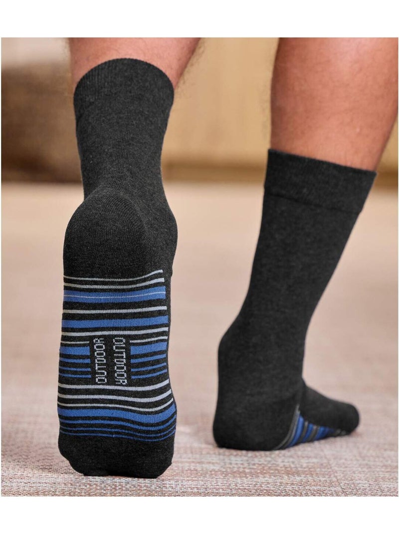 4x calcetines de jacquard de media caña con borde de canalé Azul gris - Kiabi