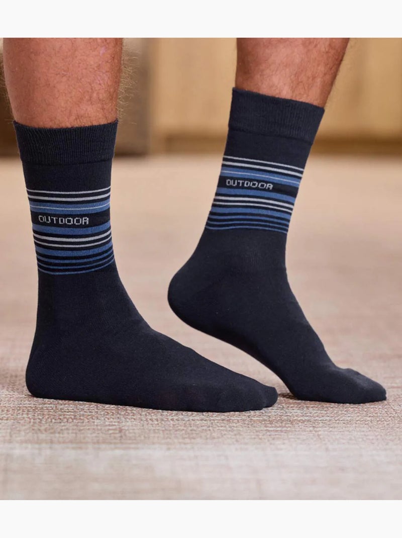 4x calcetines de jacquard de media caña con borde de canalé Azul gris - Kiabi