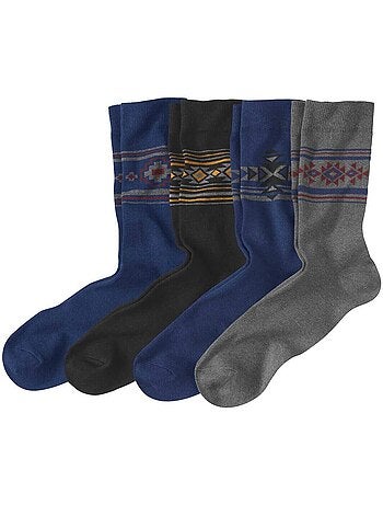 4x calcetines de fantasía con motivo jacquard