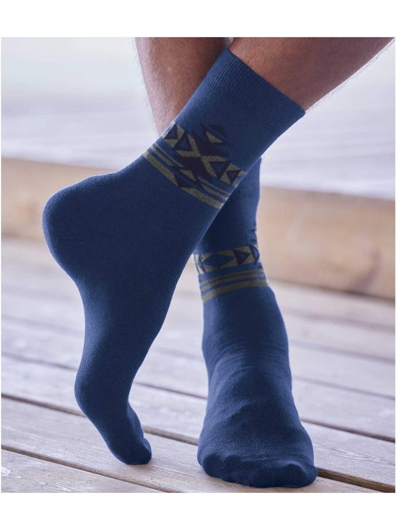 4x calcetines jacquard de punto jersey de poliéster y algodón Azul Azul Negro - Kiabi