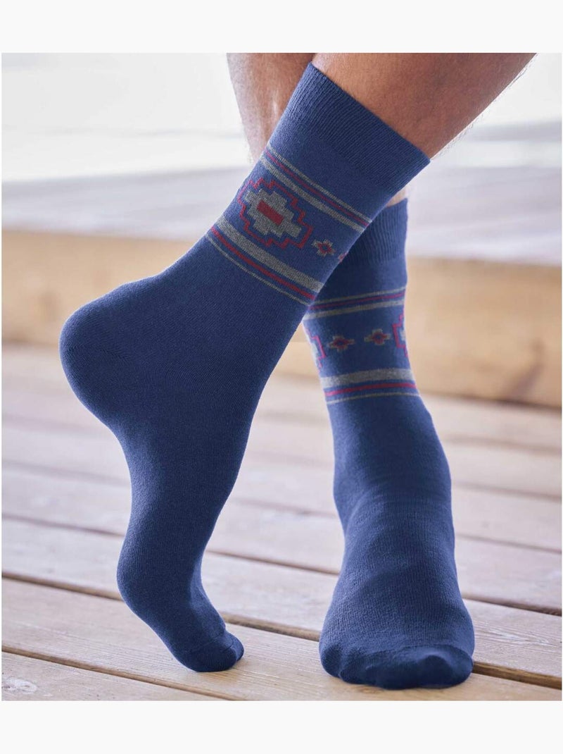 4x calcetines jacquard de punto jersey de poliéster y algodón Azul Azul Negro - Kiabi
