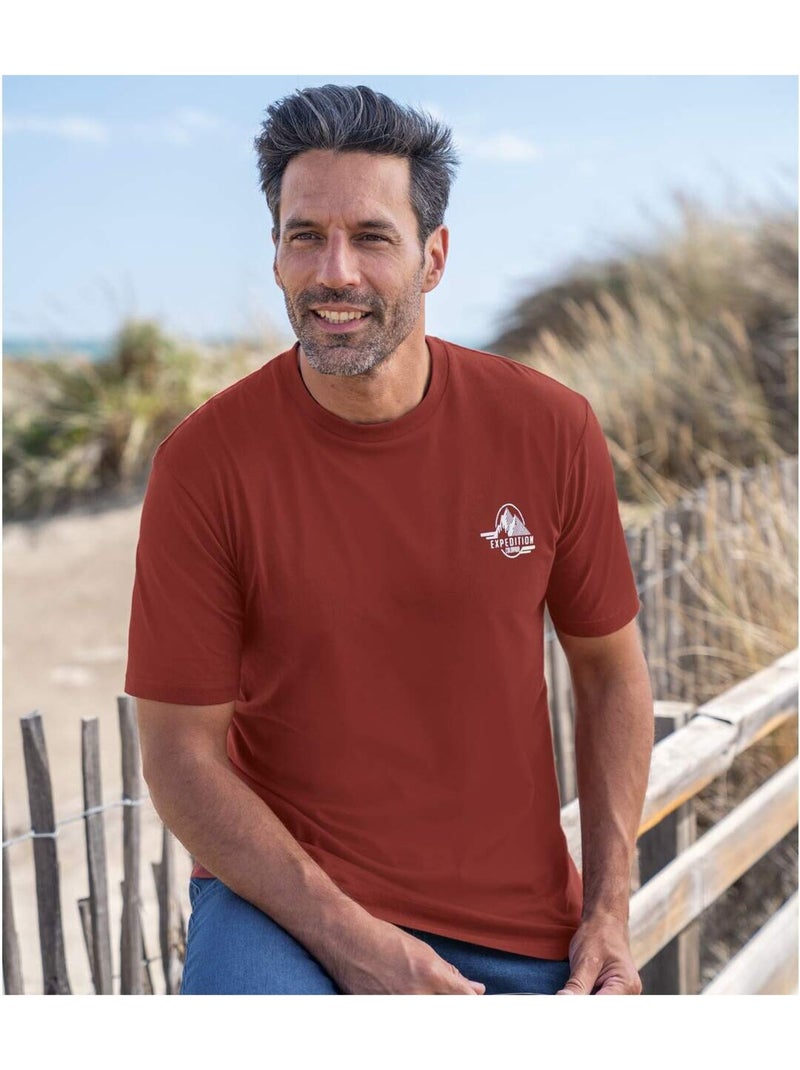4x camisetas de algodón expedition, cuello redondo con borde de canalé Azul Negro - Kiabi