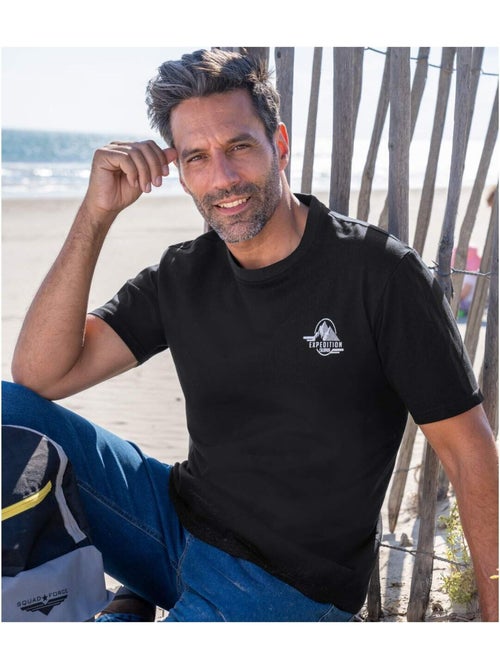 4x camisetas de algodón expedition, cuello redondo con borde de canalé - Kiabi 4x camisetas de algodón expedition, cuello redondo con borde de canalé - Kiabi