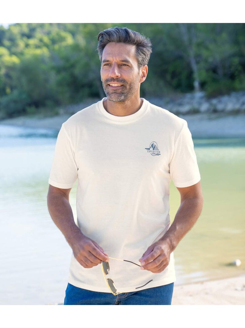 4x camisetas de algodón expedition, cuello redondo con borde de canalé Azul Negro - Kiabi