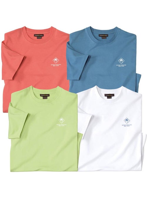 4x camisetas de algodón lisas con cuello redondo y manga corta palm - Kiabi 4x camisetas de algodón lisas con cuello redondo y manga corta palm - Kiabi