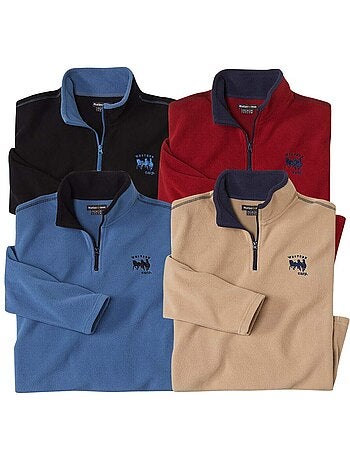 4x jerséis micropolar con cuello con cremallera