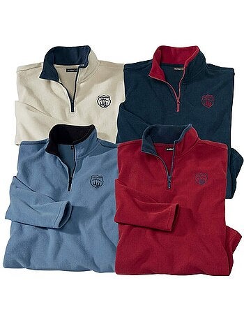 4x jerséis micropolar expedición con cuello alto y cremallera
