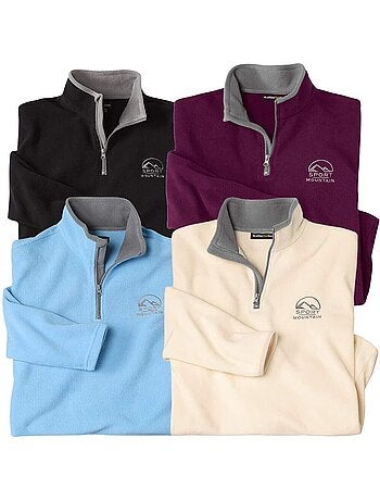 4x jerséis micropolar con cuello alto y cremallera sport mountain