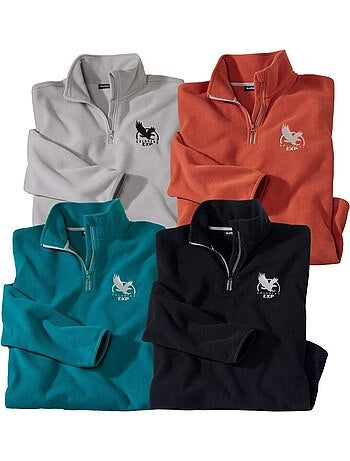 4x jerséis micropolar con cuello con cremallera