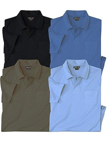4x polos de algodón puro con cuello de puntas libres