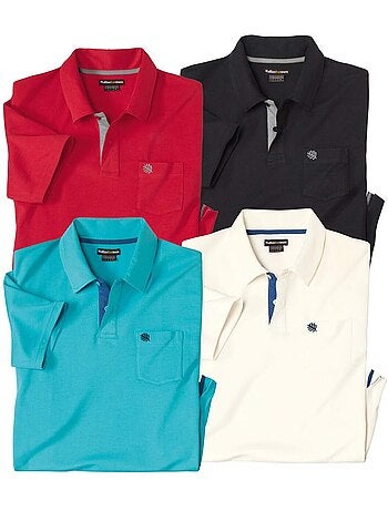 4x polos de algodón puro con cuello de puntas libres
