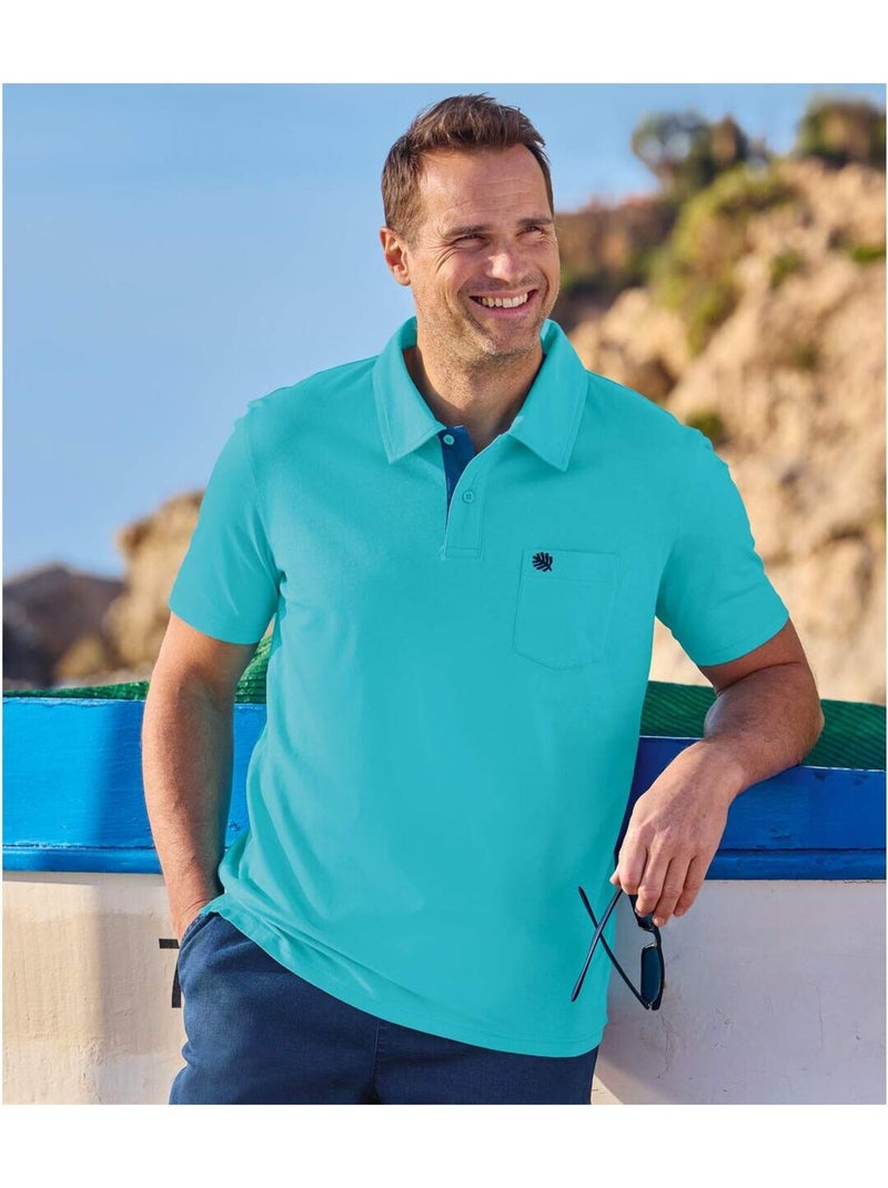 4x polos de algodón puro con cuello de puntas libres Blanco Negro Azul - Kiabi