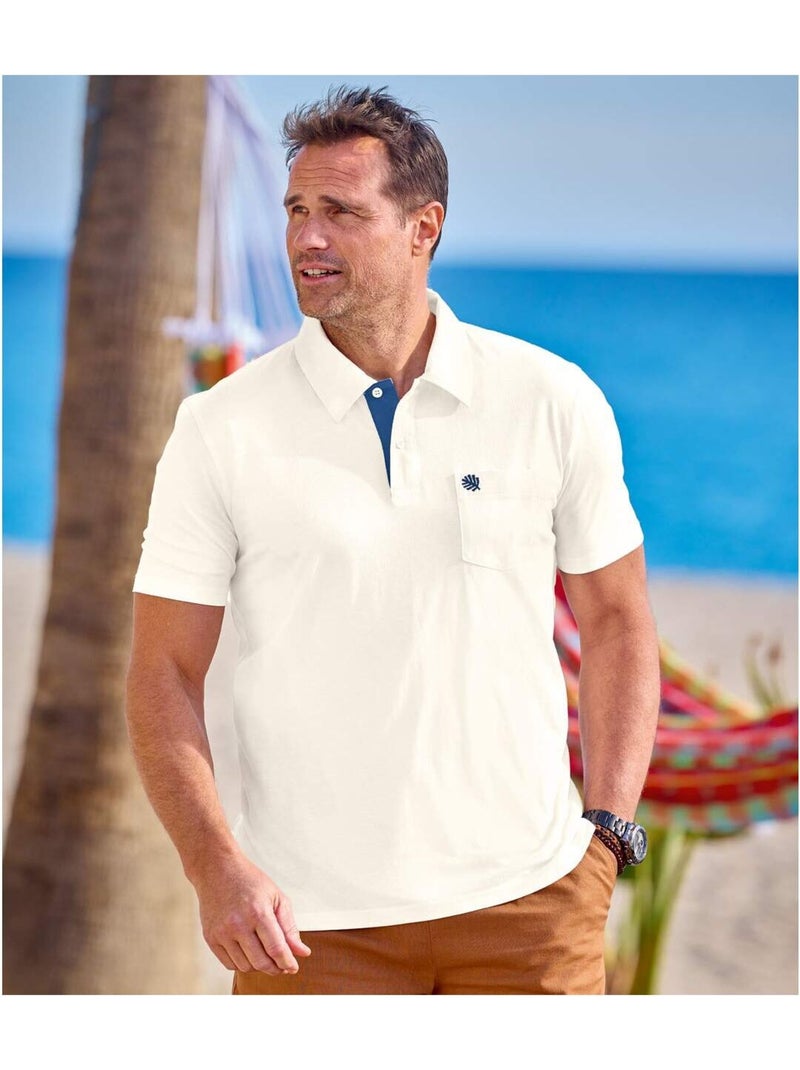 4x polos de algodón puro con cuello de puntas libres Blanco Negro Azul - Kiabi