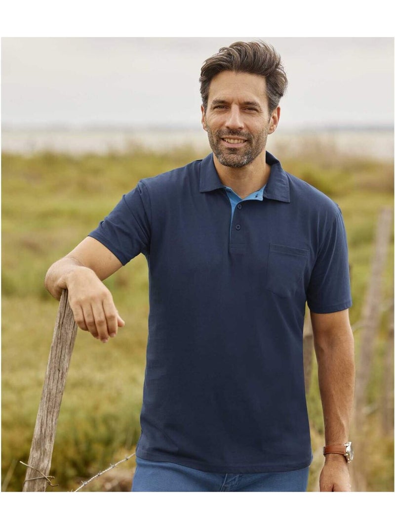4x polos de manga corta de jersey de algodón, estilo casual Azul Azul - Kiabi