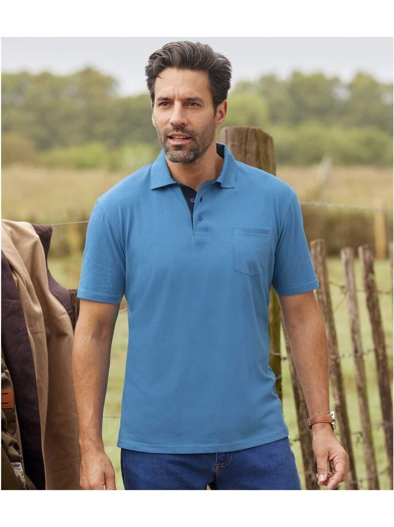4x polos de manga corta de jersey de algodón, estilo casual Azul Azul - Kiabi