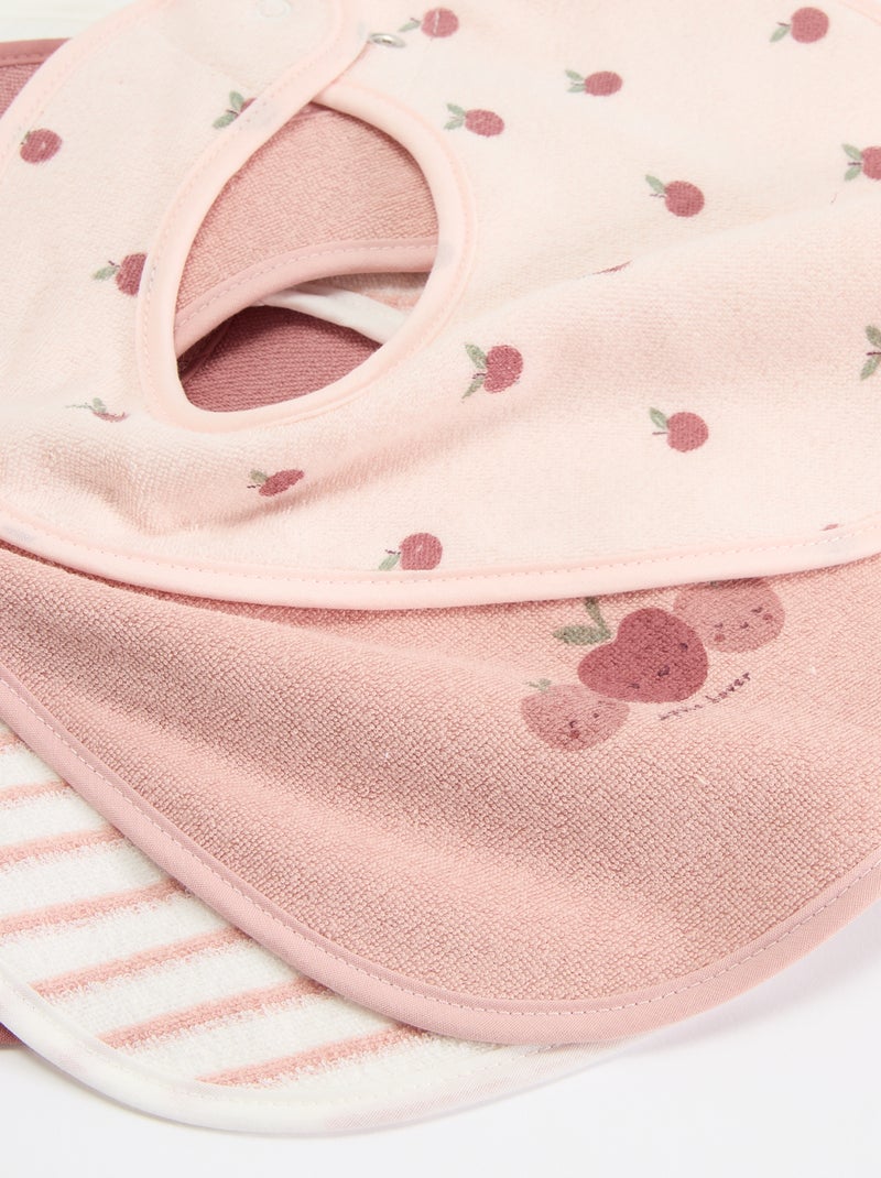 5 baberos con estampados divertidos y cierre a presión Rosa - Kiabi