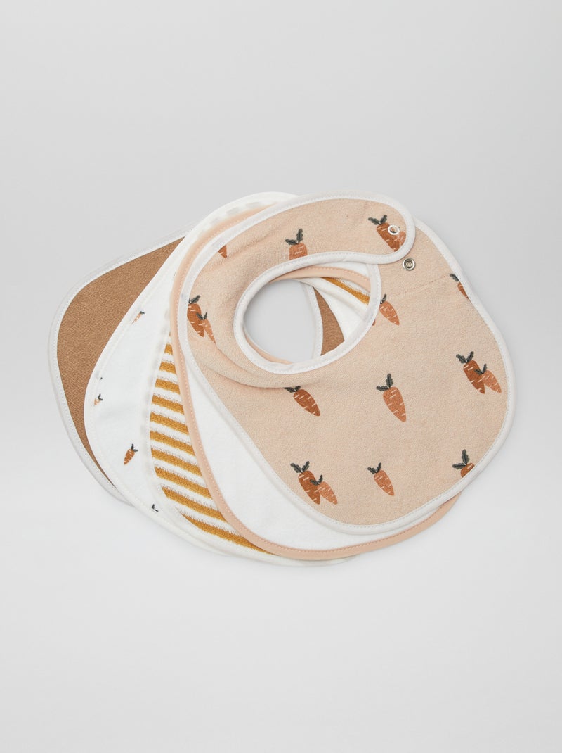 5 baberos con estampados fantasía y cierre a presión MARRON - Kiabi