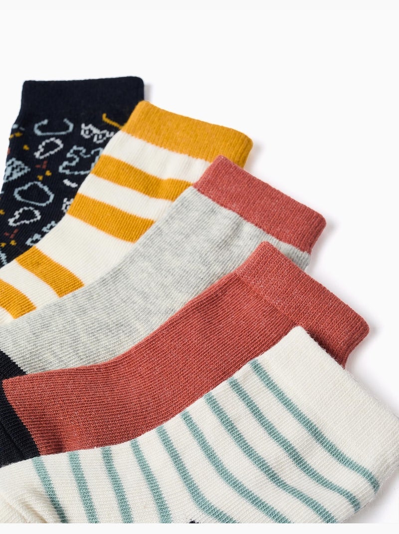 5 pares de calcetines con detalles a contraste Gris rojo - Kiabi