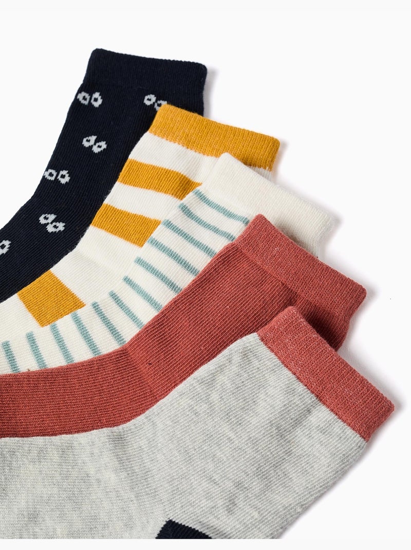 5 pares de calcetines con detalles a contraste Gris rojo - Kiabi