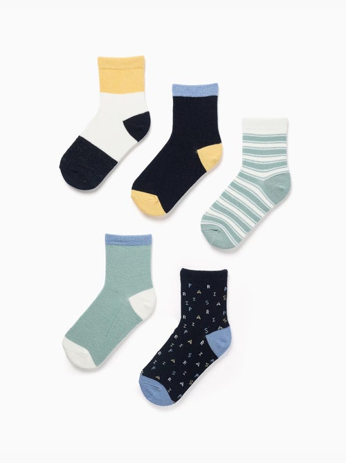 5 pares de calcetines con detalles en contraste - Kiabi