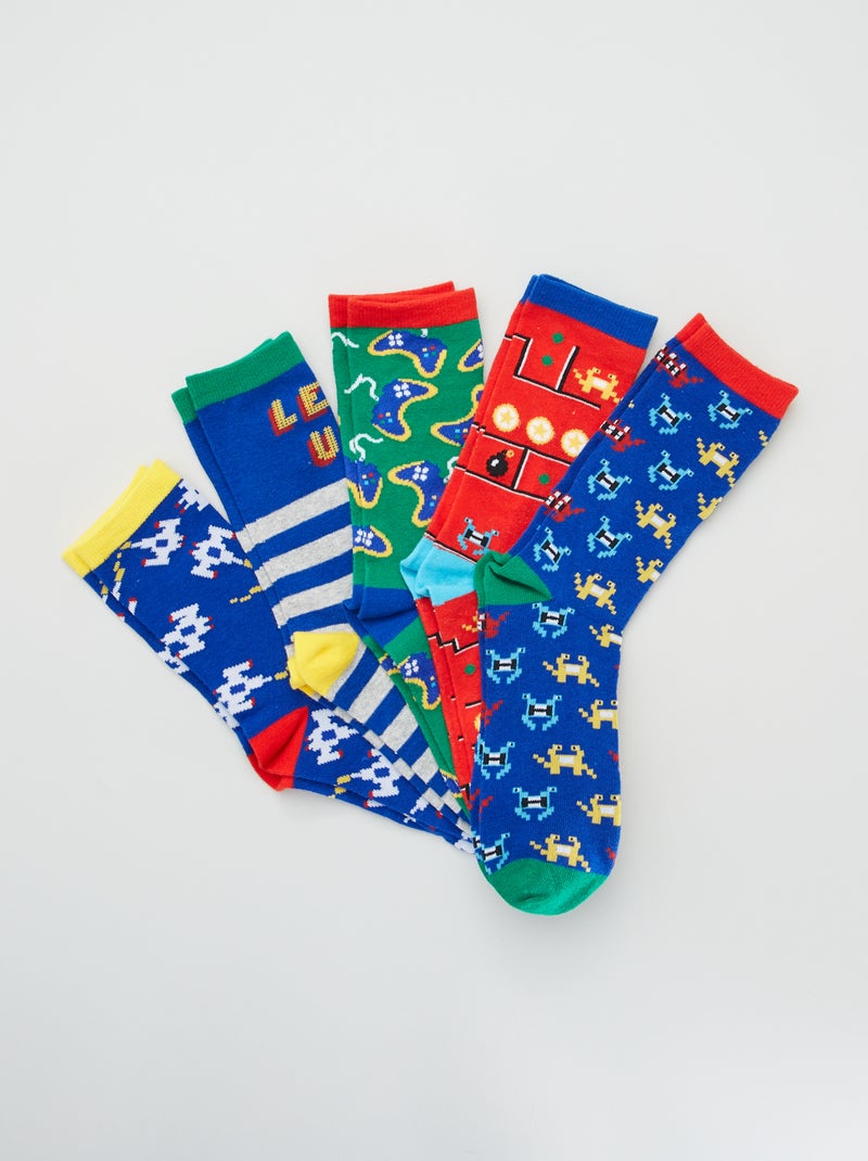 5 pares de calcetines con estampados de fantasía AZUL - Kiabi