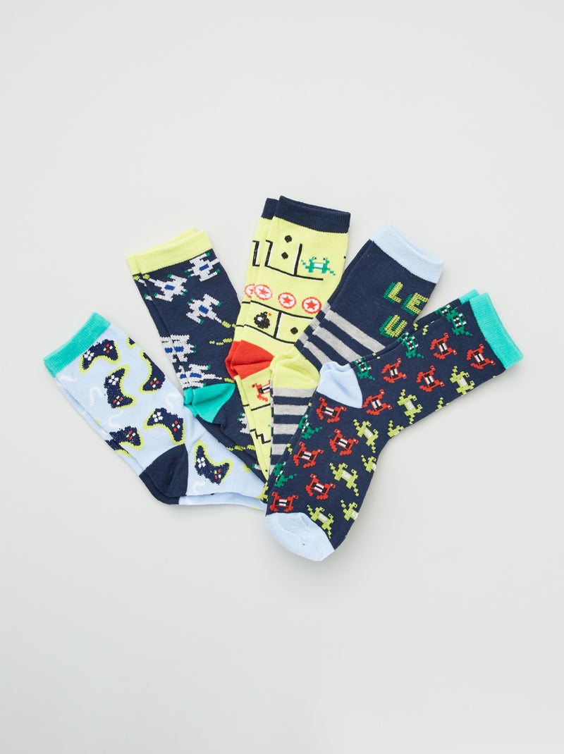 5 pares de calcetines con estampados de fantasía AZUL - Kiabi