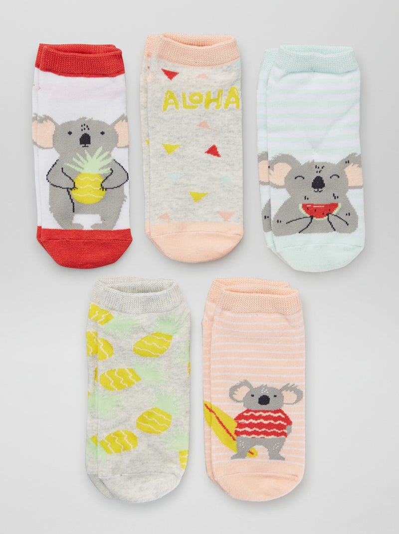 5 pares de calcetines con estampados de fantasía BLANCO - Kiabi