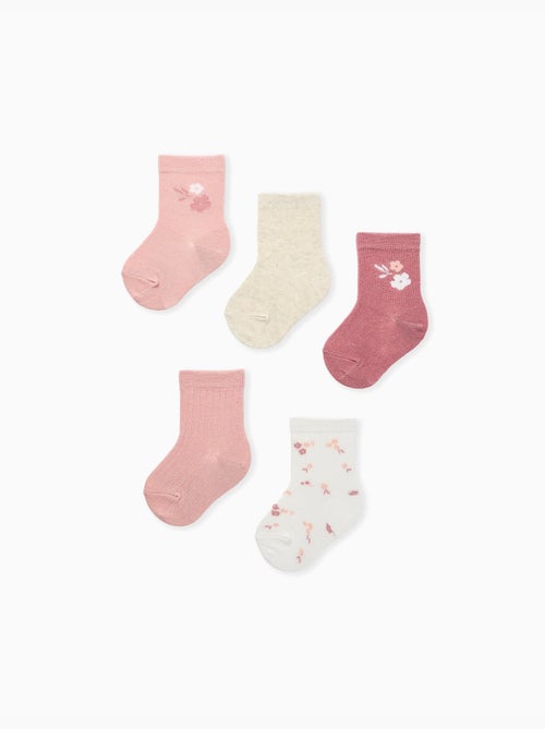5 pares de calcetines con flores - Kiabi