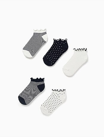 5 pares de calcetines tobilleros a rayas/con lunares