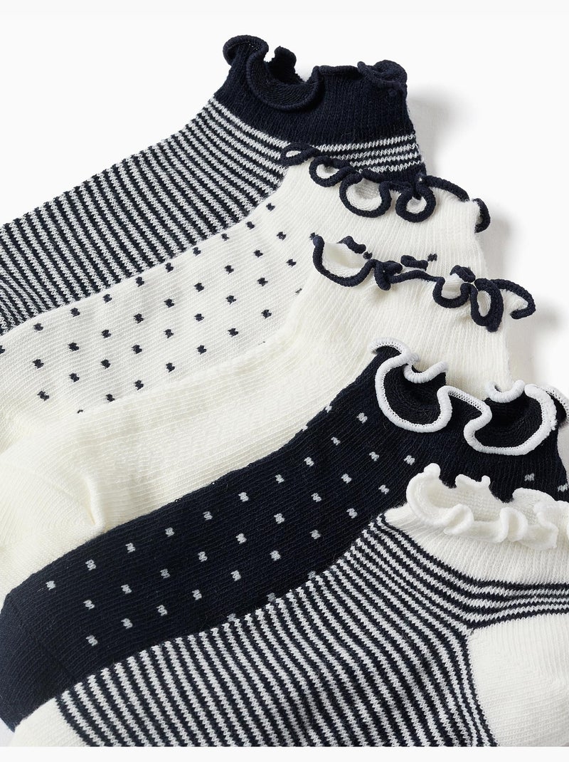 5 pares de calcetines tobilleros a rayas/con lunares Azul Blanco - Kiabi
