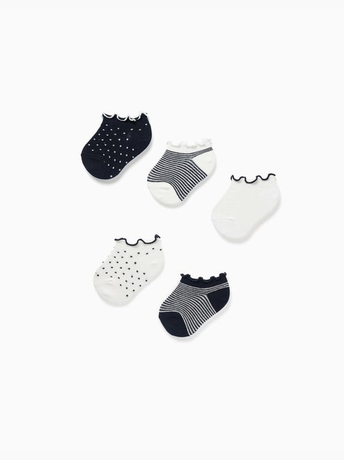 5 pares de calcetines tobilleros a rayas/con lunares - Kiabi